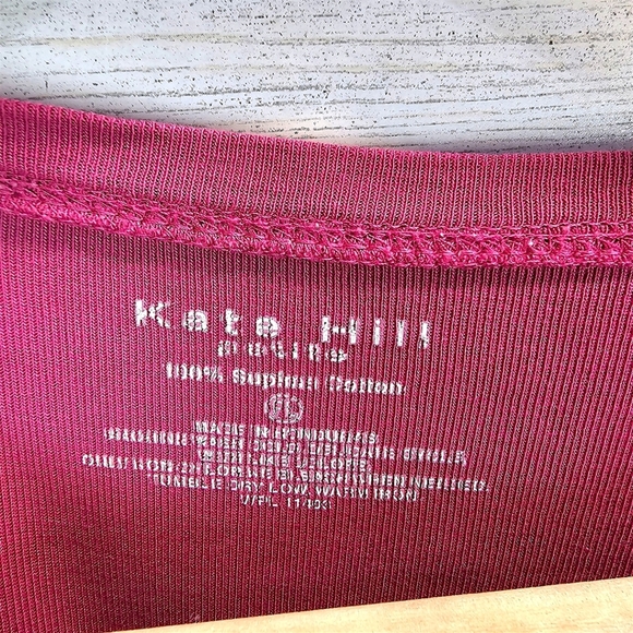 Vintage Kate Hill Supima Cotton Long Sleeve Top LP Magenta 90s Minimalist Fall - Picture 12 of 12